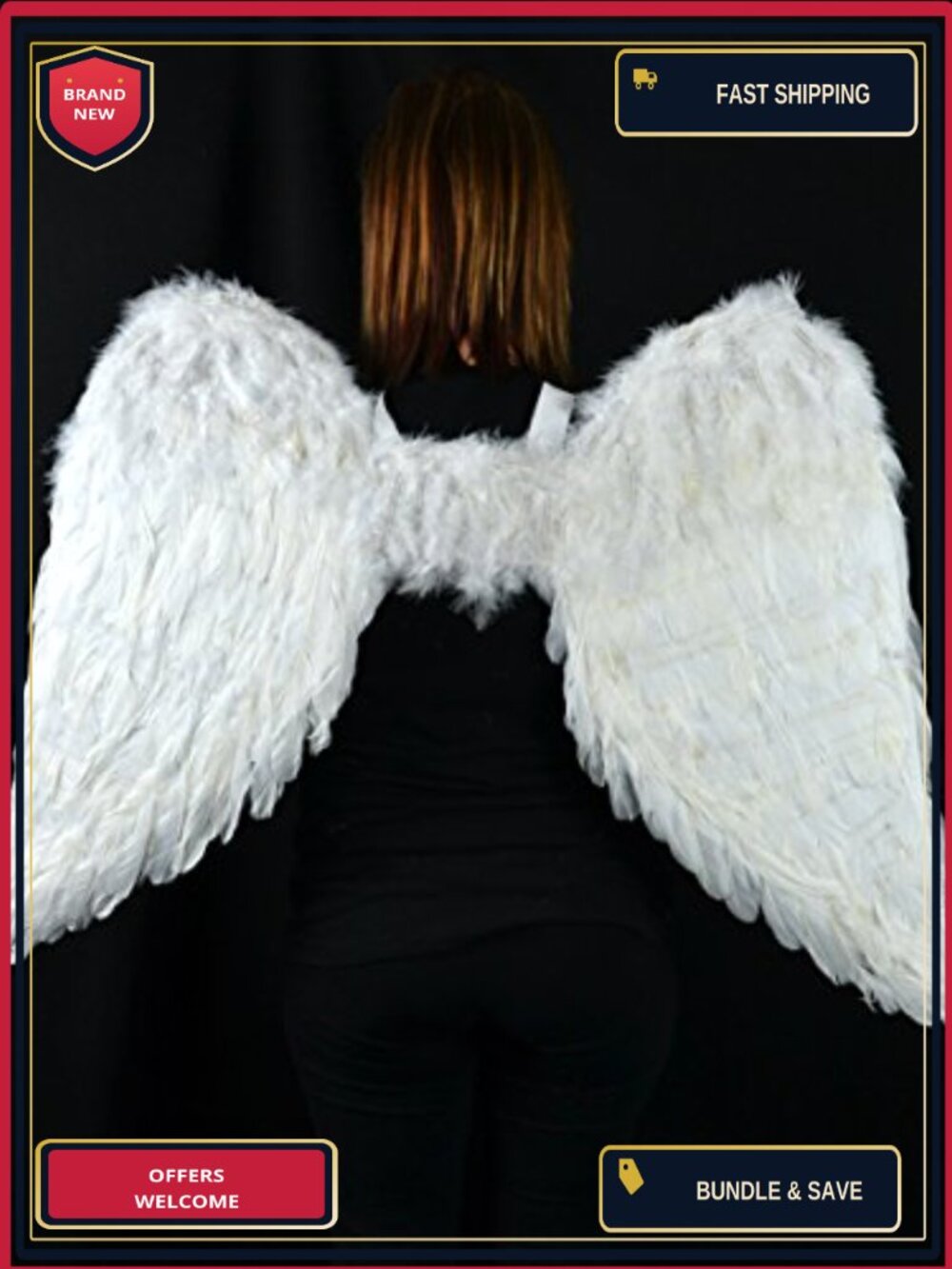 Angel Wing Feather Costume Accessory Elastic Straps